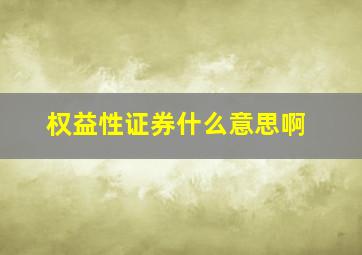 权益性证券什么意思啊