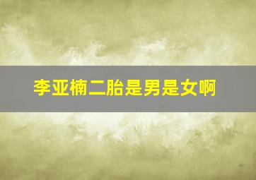 李亚楠二胎是男是女啊