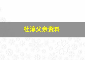 杜淳父亲资料