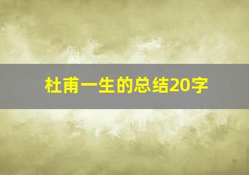 杜甫一生的总结20字