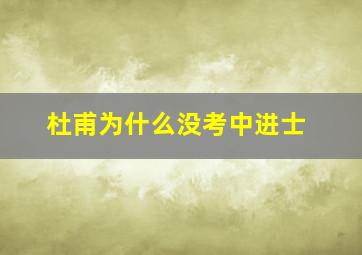 杜甫为什么没考中进士