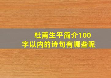 杜甫生平简介100字以内的诗句有哪些呢