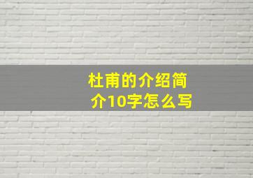 杜甫的介绍简介10字怎么写