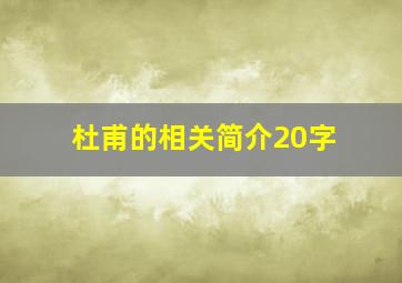 杜甫的相关简介20字