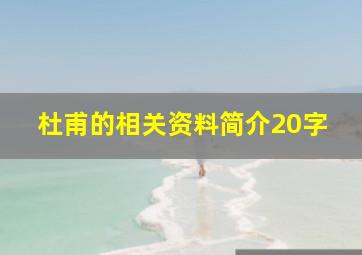 杜甫的相关资料简介20字