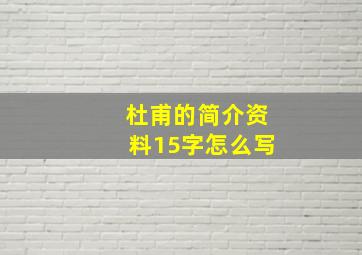 杜甫的简介资料15字怎么写