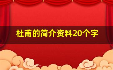 杜甫的简介资料20个字