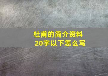 杜甫的简介资料20字以下怎么写