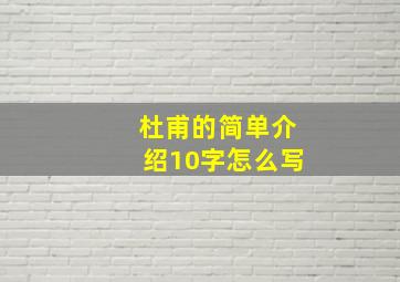 杜甫的简单介绍10字怎么写