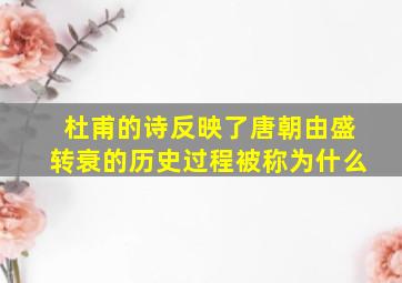 杜甫的诗反映了唐朝由盛转衰的历史过程被称为什么