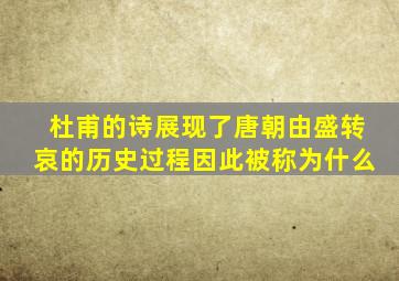 杜甫的诗展现了唐朝由盛转哀的历史过程因此被称为什么