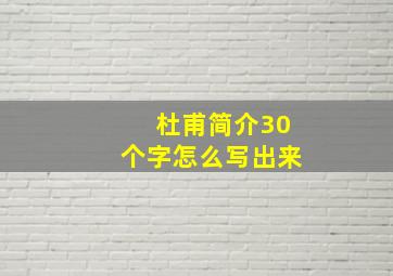 杜甫简介30个字怎么写出来