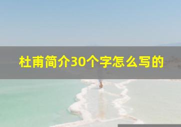 杜甫简介30个字怎么写的