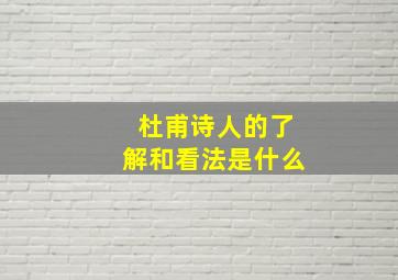 杜甫诗人的了解和看法是什么