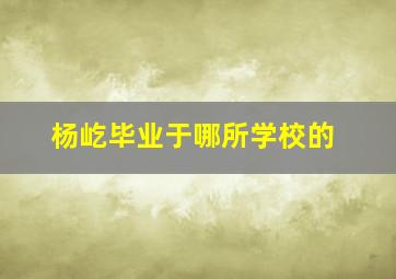 杨屹毕业于哪所学校的