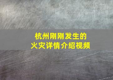 杭州刚刚发生的火灾详情介绍视频