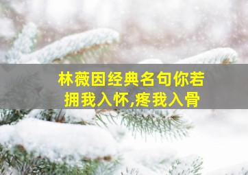 林薇因经典名句你若拥我入怀,疼我入骨