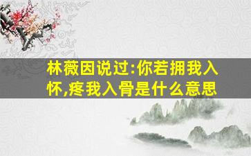 林薇因说过:你若拥我入怀,疼我入骨是什么意思