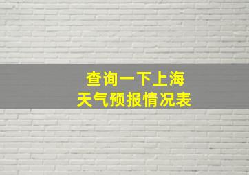 查询一下上海天气预报情况表