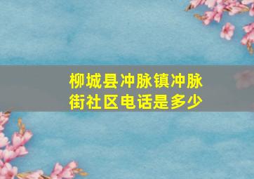 柳城县冲脉镇冲脉街社区电话是多少