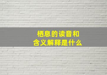 栖息的读音和含义解释是什么