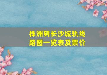 株洲到长沙城轨线路图一览表及票价