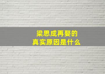 梁思成再娶的真实原因是什么