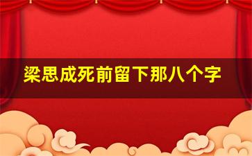 梁思成死前留下那八个字