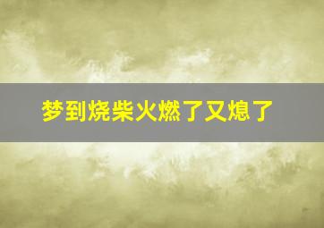 梦到烧柴火燃了又熄了