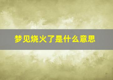 梦见烧火了是什么意思