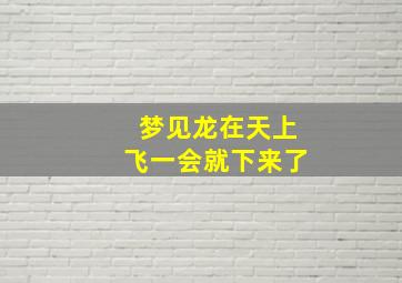 梦见龙在天上飞一会就下来了