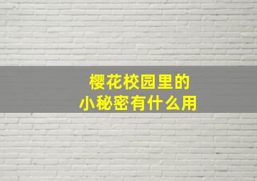 樱花校园里的小秘密有什么用