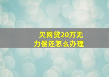 欠网贷20万无力偿还怎么办理