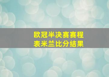 欧冠半决赛赛程表米兰比分结果