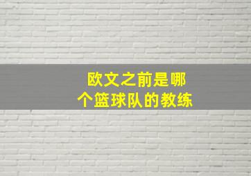 欧文之前是哪个篮球队的教练