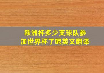 欧洲杯多少支球队参加世界杯了呢英文翻译