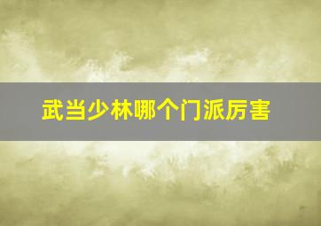 武当少林哪个门派厉害