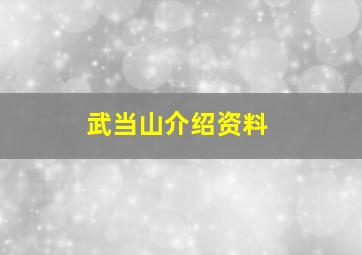 武当山介绍资料