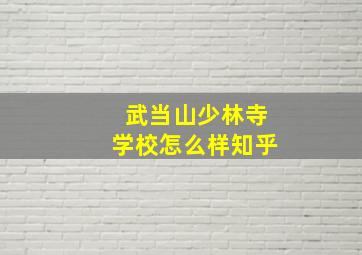 武当山少林寺学校怎么样知乎