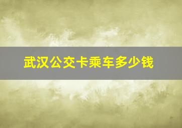 武汉公交卡乘车多少钱