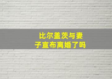 比尔盖茨与妻子宣布离婚了吗