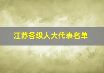 江苏各级人大代表名单