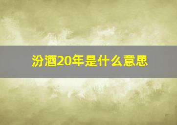 汾酒20年是什么意思