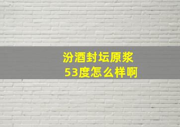 汾酒封坛原浆53度怎么样啊