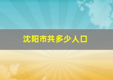 沈阳市共多少人口