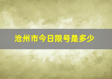 沧州市今日限号是多少