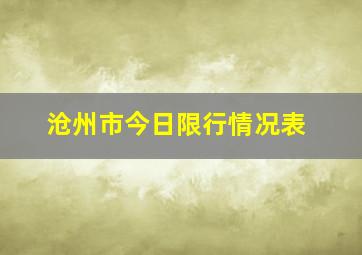 沧州市今日限行情况表