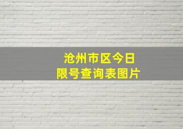 沧州市区今日限号查询表图片