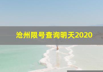 沧州限号查询明天2020