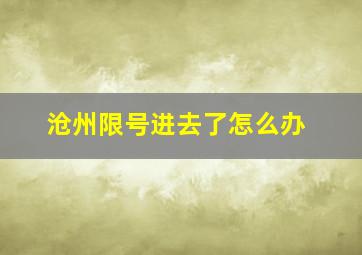 沧州限号进去了怎么办